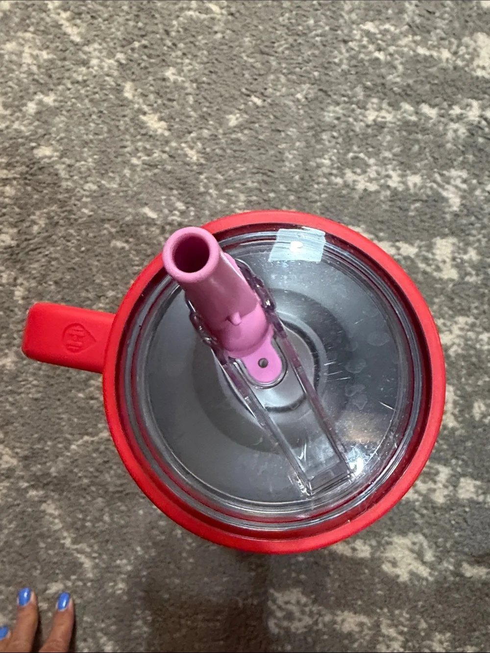 ACTA Pink Travel Tumbler with Red Handle and Straw